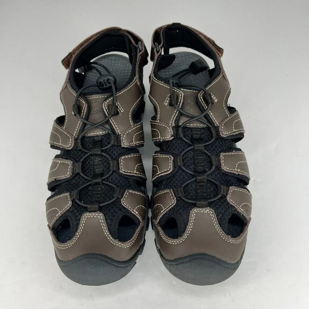 Eddie Bauer Mens Stewart 82131 Brown Black Lace Up Round Toe Size 10M Sandals